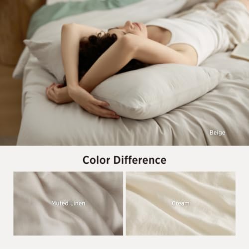 Bedsure King Comforter Set Prewashed Soft Bedding Set 3Pcs Beige 104"x90" - Image 6