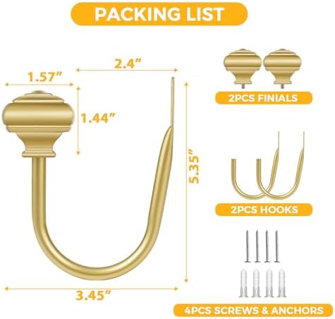 Gold Curtain Holdbacks, Decorative Drapery Tiebacks, 2 Pack/1 Pair - Image 5