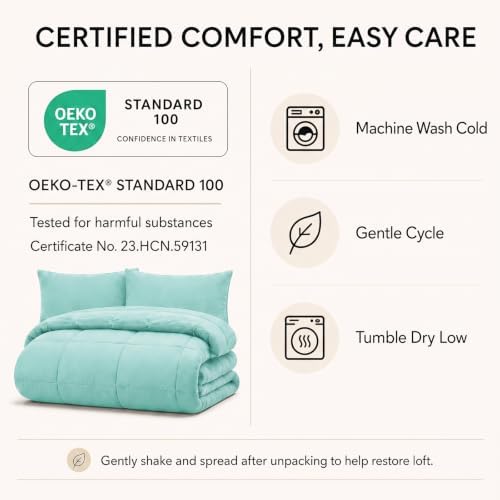 CozyLux King Size Comforter Set Spa Blue - Image 6