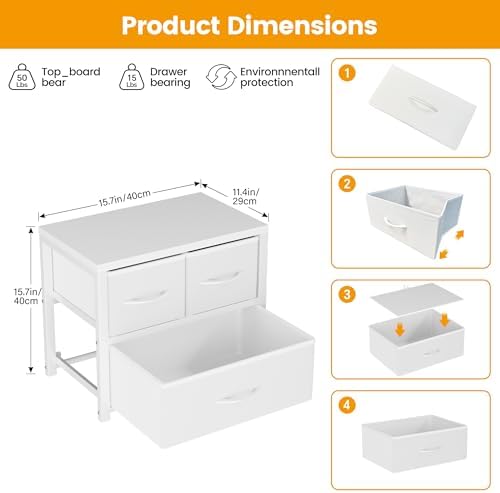 Homeiju Stackable 3-Drawer Fabric Dresser - Image 2
