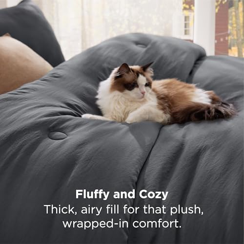 Bedsure Queen Comforter Set Grey, Soft Prewashed Down Alternative - Image 3