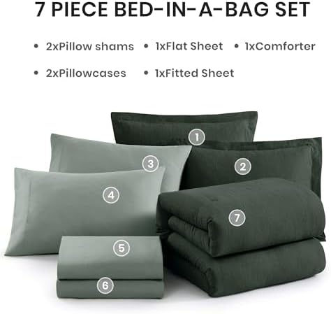 Monbix Full Size Comforter Set Deep Forest 7 Pieces Bed in a Bag - Image 7
