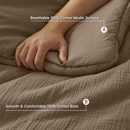 PHF Muslin Comforter Set Twin Size, Cotton Shell - Image 6