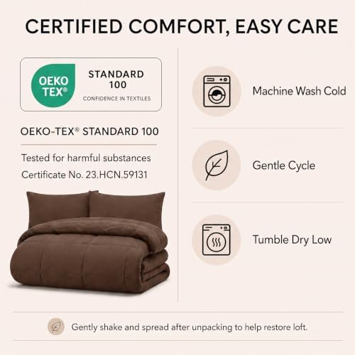 CozyLux Twin XL Comforter Set Brown - Image 6