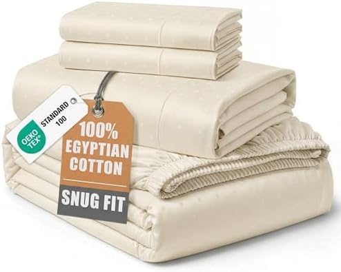 LANE LINEN King Size 100% Egyptian Cotton Sheets Sateen by LaneLinen