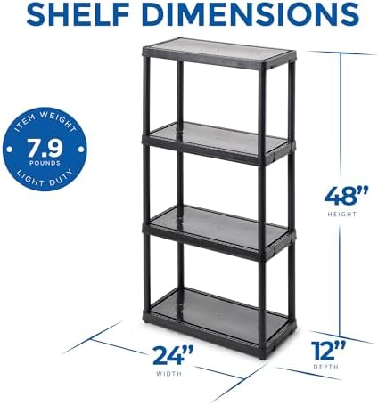 Gracious Living 4 Shelf Fixed Height Solid Light Duty Storage Unit 24 x 12 x - Image 3