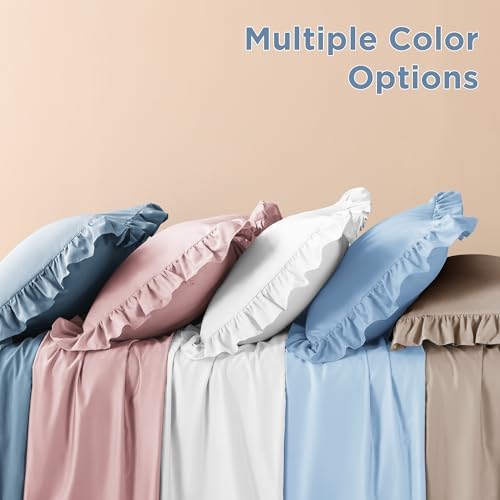 Litanika King Comforter Set, 3 Pieces Light Blue Ruffle Bedding Set - Image 7