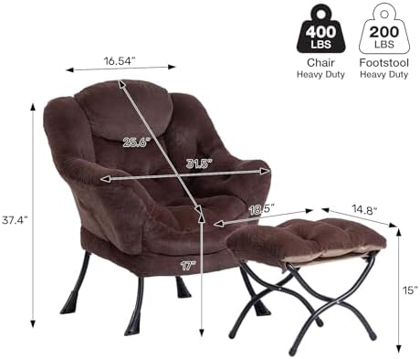 HollyHOME Lazy Chair with Foldable Ottoman, Accent Comfy Lounge Armchair and - Image 3