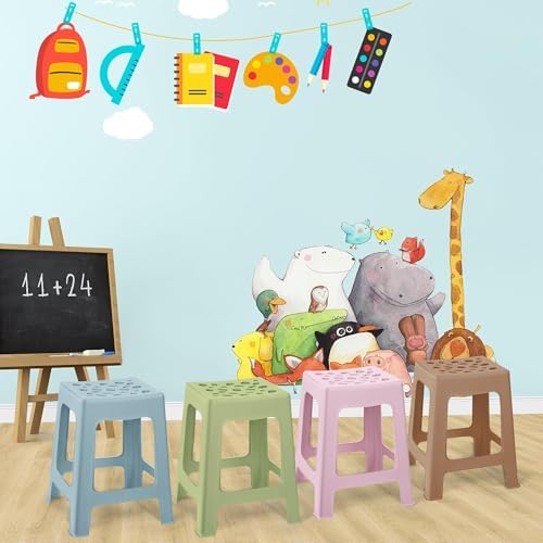 TURSTIN 12 Pack Plastic Stools 16.9 Inch Nesting Stools Bohemia 6 Color - Image 2