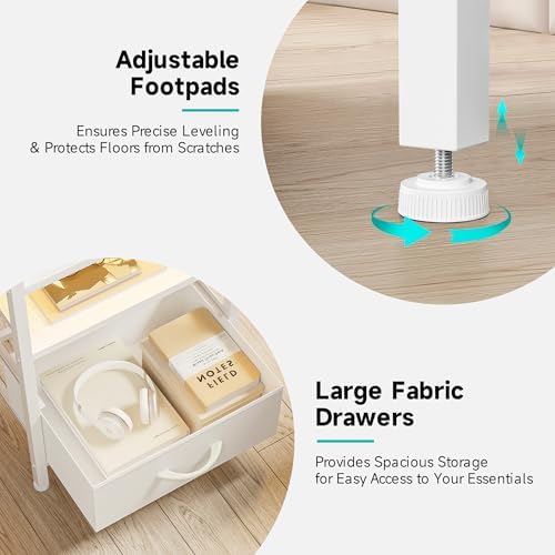 Lazzanto Nightstand with Rear Charging Station, LED Light, 4 Drawers - Image 6