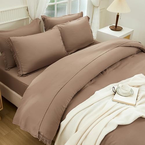 Andency California King Comforter Set, 7 Pieces Taupe Bedding - Image 5