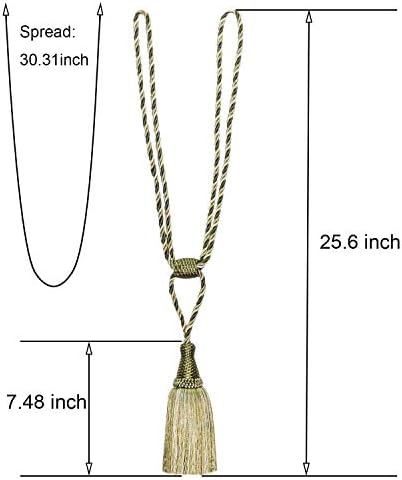 2Pack Curtain Tiebacks Handmade Elegant Tassel Drape Holdbacks-Mix Green - Image 2