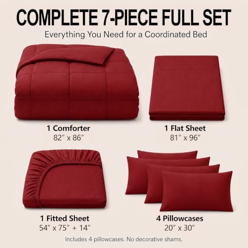 CozyLux Full Size Comforter Sets Dark Red - Image 2