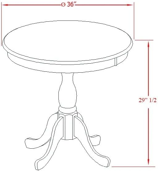 East West Furniture AMSI3-MAH-35 3 Piece Dining Room Table Set Contains a Round Kitchen Table with Pedestal and 2 Doeskin Linen Fabric Parson Dining Chairs, 36x36 Inch, Mahogany