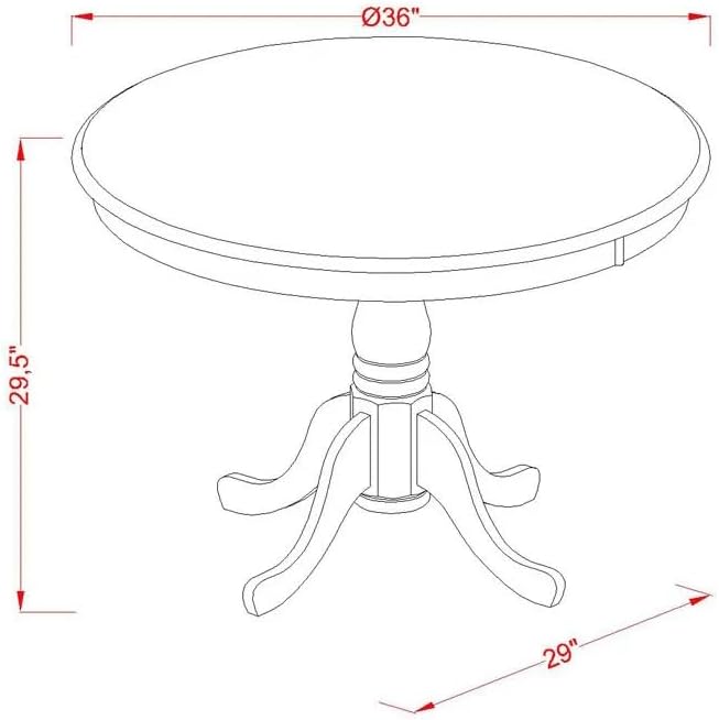 East West Furniture ANDA5-AWA-24 5 Piece Dining Table Set Consists of a Round Kitchen Table with Pedestal and 4 Polyester Fabric Padded Chairs, 36x36 Inch, Antique Walnut
