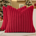decorUhome Christmas Faux Fur Throw Pillow Covers 24X24 Set of 2 Red by decorUhome