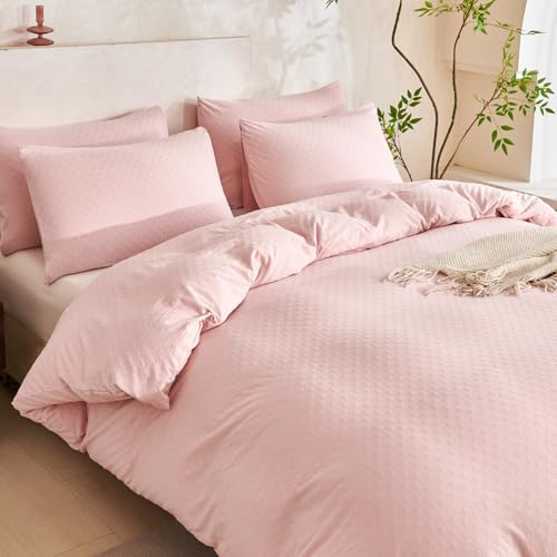 Pink Comforter Set Queen Polka Dot Soft Luxury Washed Microfiber Jacquard 3 - Image 4