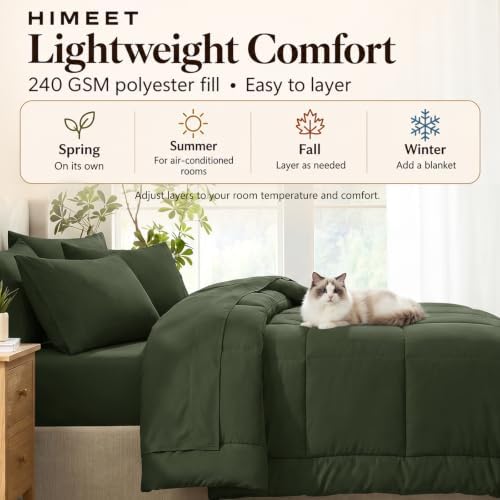 HIMEET King Size Comforter Set Dark Green, 7 Pieces Bed in a Bag - Image 6