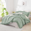 Andency Green Ruffle Comforter Twin Size, 2 Pieces Soft Bed Set by Andency