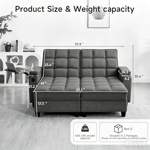 oaaktu Queen Size Sleeper Sofa Couch - Image 2