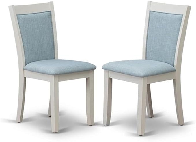 East West Furniture X077MZ015-9 9 Piece Dining Room Furniture Set Includes a Rectangle Dining Table with X-Legs and 8 Baby Blue Linen Fabric Parsons Chairs, 40x72 Inch, Multi-Color