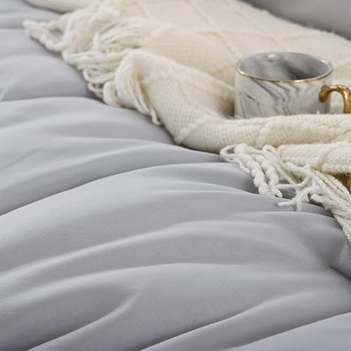 ROSGONIA Oversized King Comforter, Light Grey, 120x98 Soft Bedding Quilt - Image 5