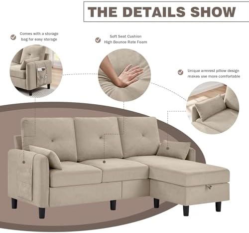 77" Small L Shaped Sectional Sofa Couches - Image 5