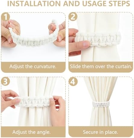 6 Pack Braided Curtain Tieback Elegant Boho Rustic Drapes Holdback - Image 4
