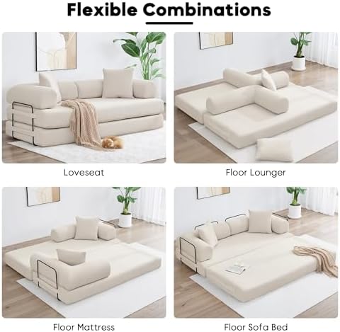 78" Convertible Futon Sofa Bed, Boneless Couches - Image 6