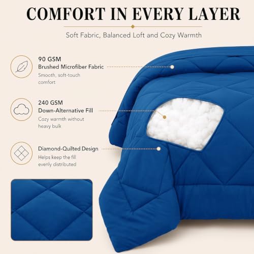 CozyLux Twin XL Comforter Set 68"x88" Classic Blue - Image 3