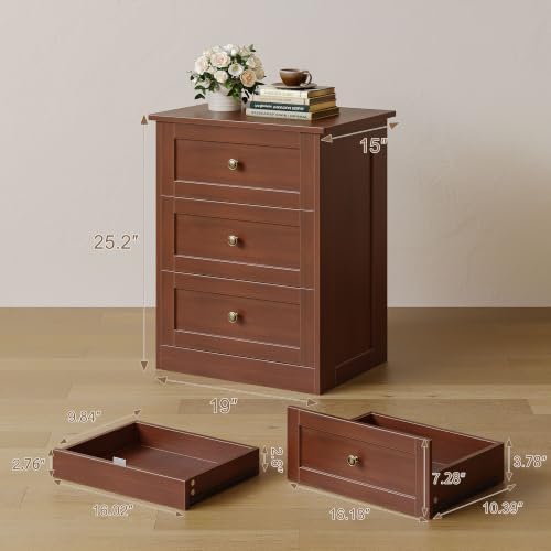 wanan Dresser for Bedroom Set of 2, Walnut Modern 19'' Wide Wood Chest of - Image 2