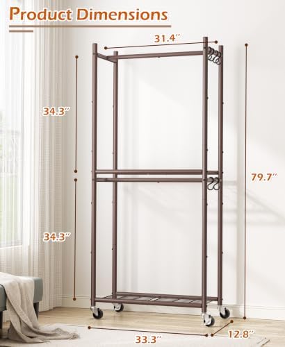 HOMIDEC Clothes Rack, 79.7" Double-Tier Clothing Rack - Image 3