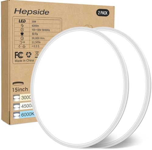 hepside 15.8INCH 2Pack Big Dimmable Flush Mount Ceiling Light Fixture White by Hepside