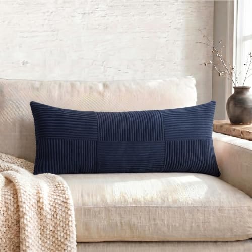 Fancy Homi Set of 1 Navy Blue Boho Long Lumbar Body Decorative Throw Pillow - Image 5