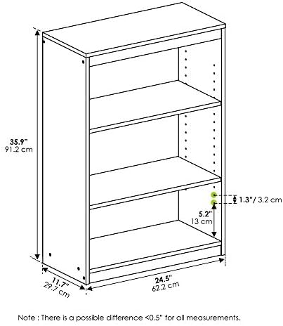 Furinno Gruen Book Shelf, 3-Tier Book Shelf, Bookcase - Image 3