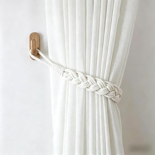 Home Queen Hand Braided Curtain Tieback, Buckle Holdback Drapery Curtain Tie - Image 2
