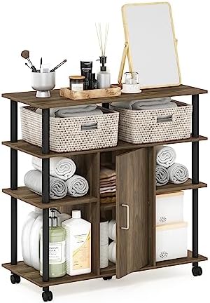 Furinno Helena 4-Tier Multifunction Rolling Open Shelves Storage Cart Organizer - Image 3