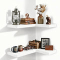 24 Inch Solid Wood Floating Corner Shelves, 2 Pack, Classic White by Unknown
