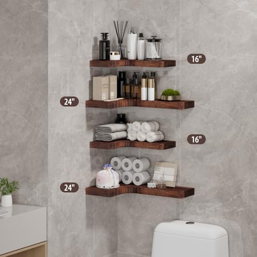 Corner Floating Shelves Wall Mount Shelf Solid Wood - Image 2