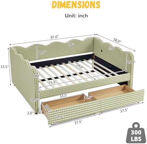 DEINPPA Full Size Gingham Daybed - Image 2