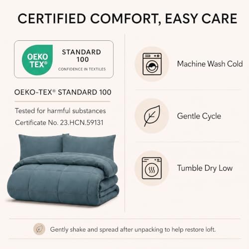 CozyLux Full Size Comforter Sets Mineral Blue - Image 6