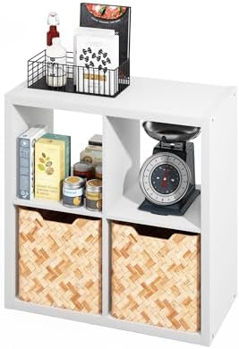 Furinno Hermite 4-Cube White Coffee Bar, Kitchen Island, Kitchen Storage - Image 4