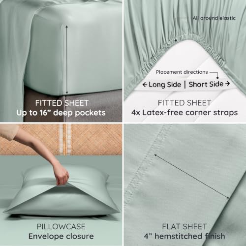 Bambaw 100% Viscose Derived from Bamboo Sheets Queen Size Deep Pocket Set – - Image 5