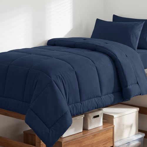 HIMEET Twin Comforter Set Navy, 5 Pieces Bed in a Bag by Unknown