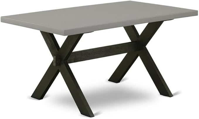 East West Furniture X696FR102-5 5 Piece Dining Set Includes a Rectangle Dining Room Table with X-Legs and 4 Light Beige Linen Fabric Upholstered Chairs, 36x60 Inch, Multi-Color