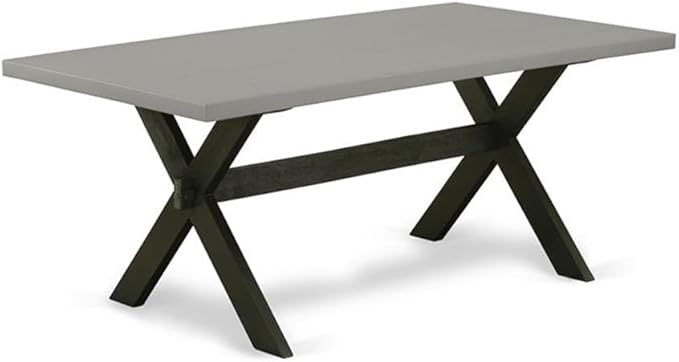 East West Furniture X697MZ606-6 6 Piece Dinette Set Contains a Rectangle Dining Table with X-Legs and 4 Shitake Linen Fabric Parson Chairs with a Bench, 40x72 Inch, Multi-Color