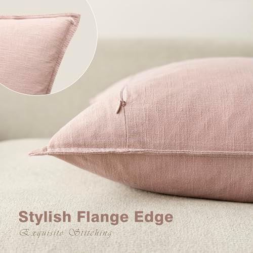 Foindtower Pack of 2, Decorative Linen Solid Throw Pillow Covers Soft Accent - Image 3