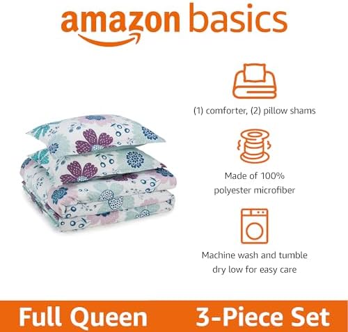 Amazon Basics 3-Piece Soft, Plush Microfiber Kids' Comforter and Pillow Sham Set - Image 2