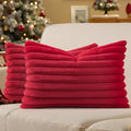 decorUhome Christmas Faux Fur Throw Pillow Covers 12X20 Set of 2 Red by decorUhome