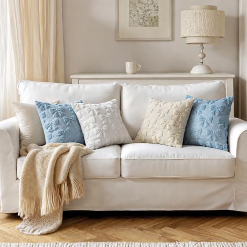 MIULEE Blue Bow Pillow Covers Coquette Room Decor 18x18 - Image 3